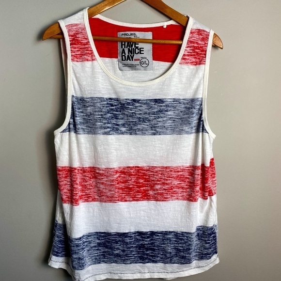 Projek Raw Men's Inside Out‎ Red White Blue Beach Tank Top Size Large Surfer - Picture 1 of 13